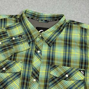 Quicksilver Men's Plaid Button-Up Shirt - Green and Blue